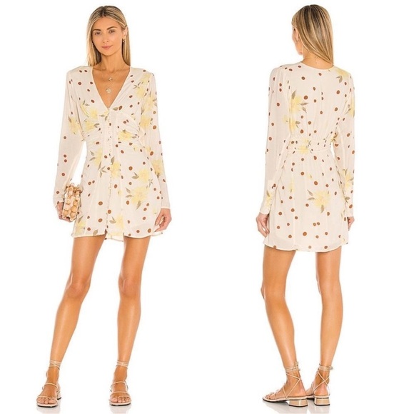Free People Dresses & Skirts - Free People Date Night Mini Dress Sunshine Combo Polka Dot Long Sleeve